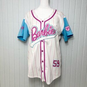 Barbie White Jersey with Pink and Blue Accents Size S